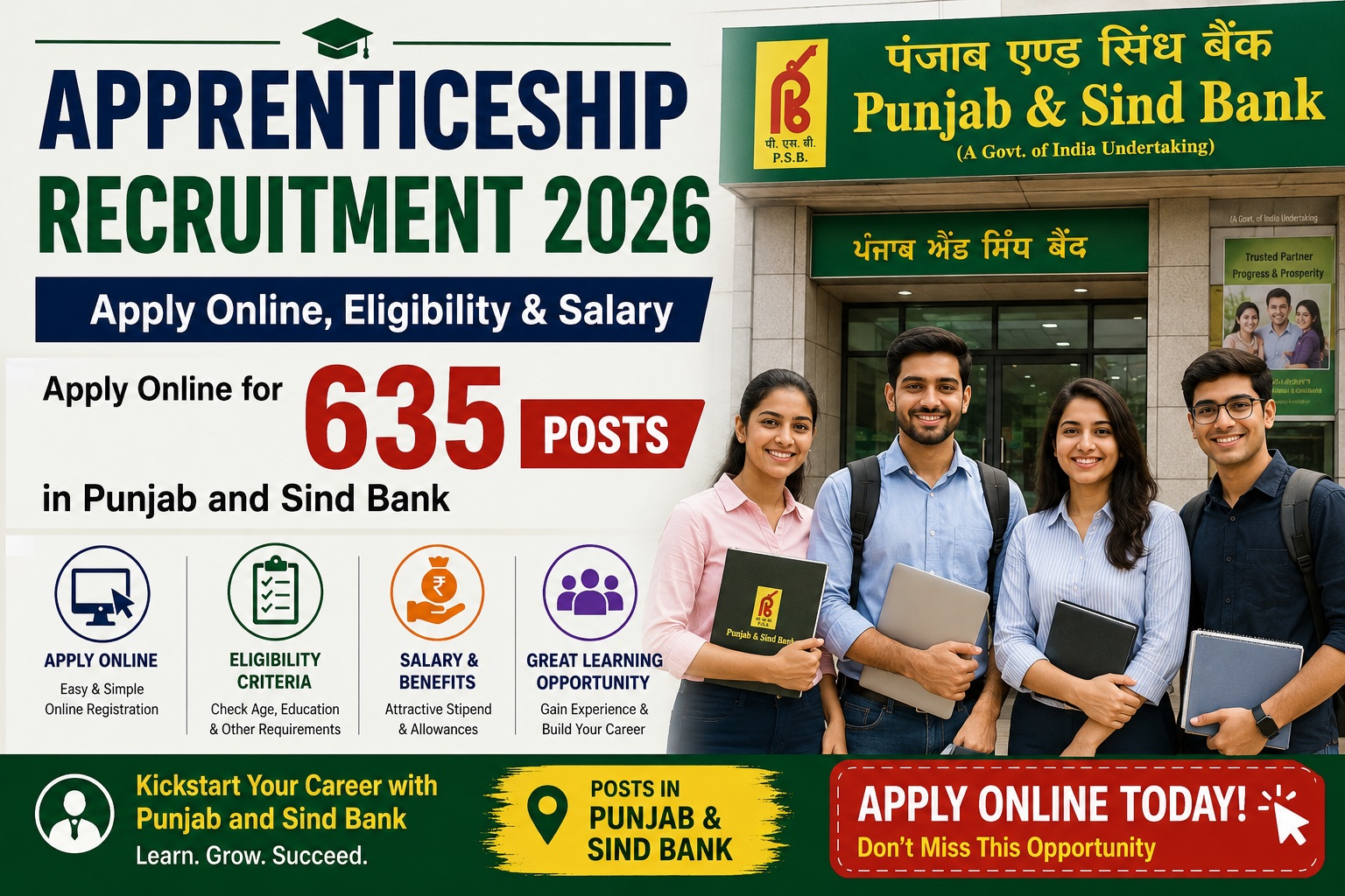 Punjab and Sind Bank Apprenticeship Recruitment 2026 – Apply Online, Eligibility & Salary
