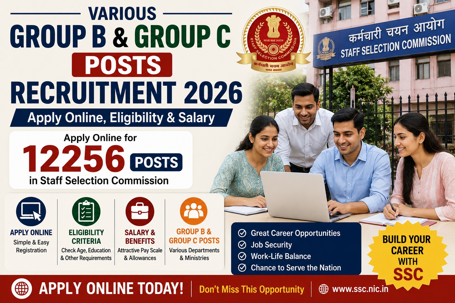 SSC Various Group B and Group C posts Recruitment 2026 – Apply Online, Eligibility & Salary